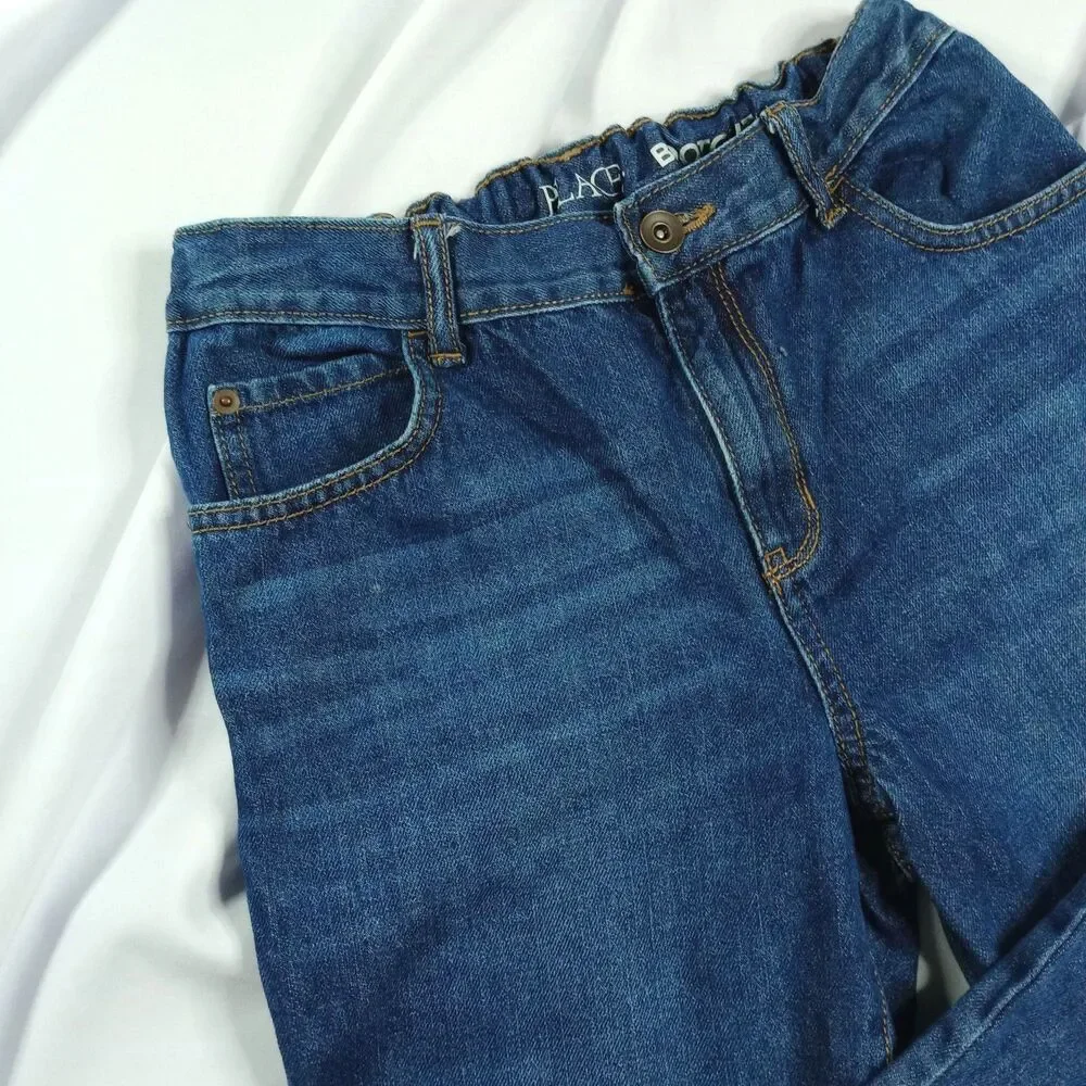 The Children's Place Boys Bootcut Jeans Adjustable Waist Cotton Denim Pant sz 14